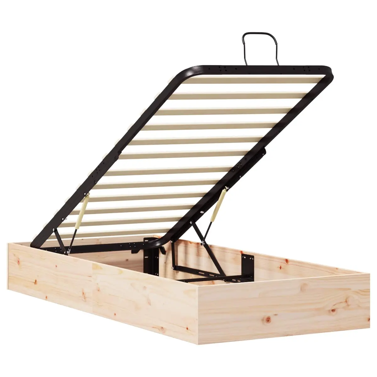 Ottoman Bed Frame with Storage Natural Wood 90 x 190 cm Lift-up Gas Modern
