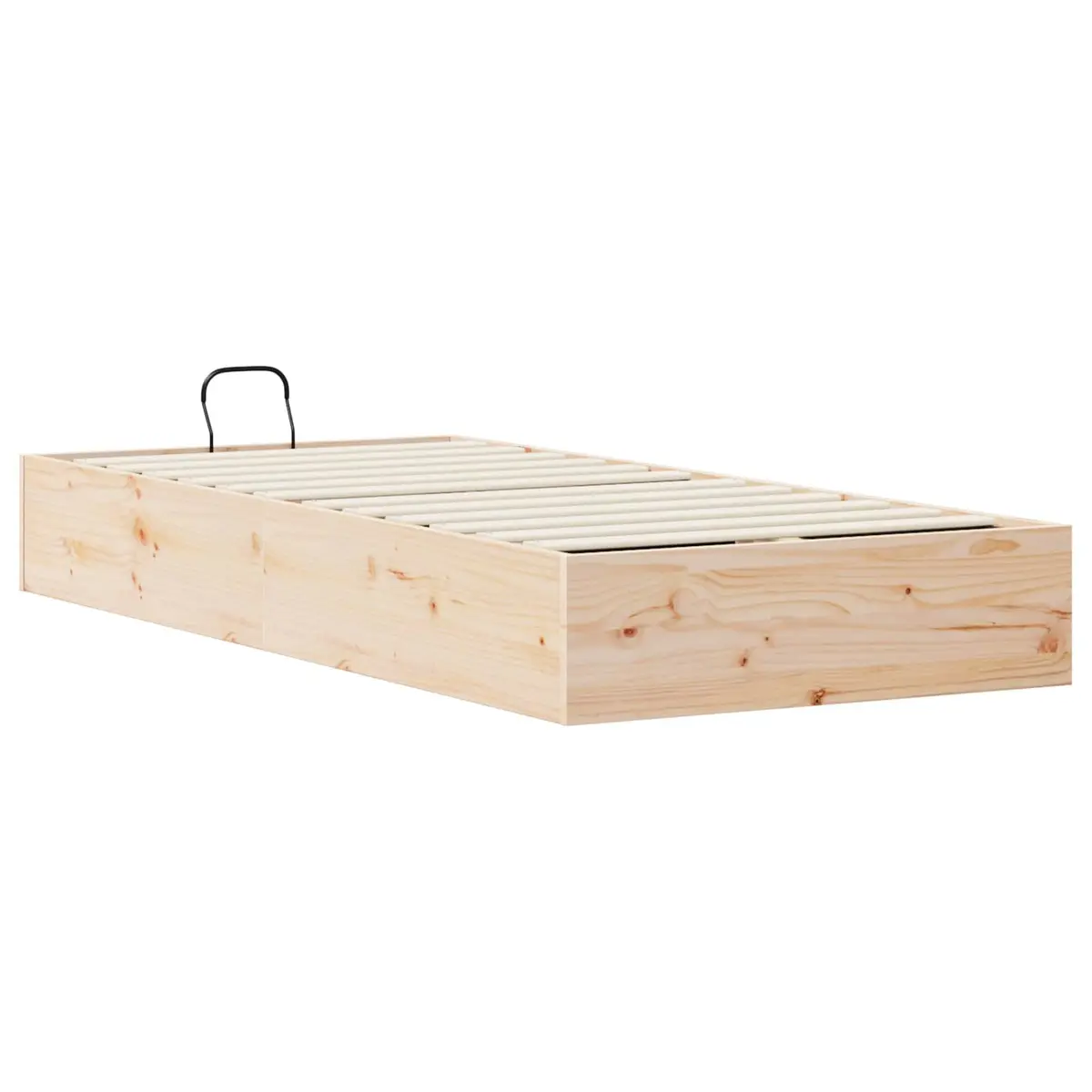 Ottoman Bed Frame with Storage Natural Wood 90 x 190 cm Lift-up Gas Modern