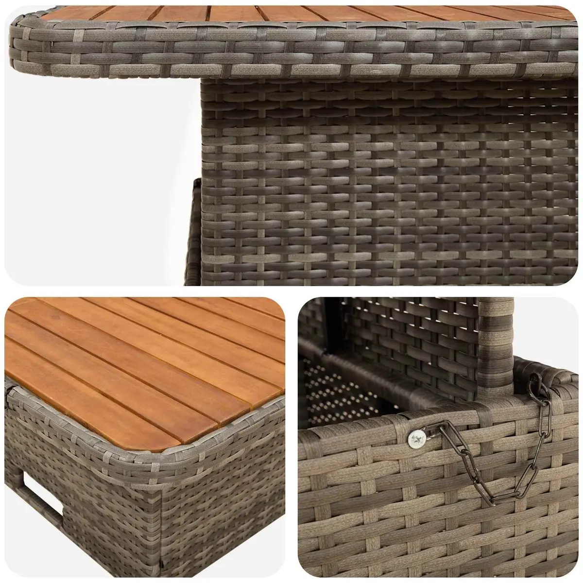 Outdoor Furniture Set Patio Lounge Sofa with Cushions Grey Rattan 4 Piece