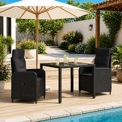 Outdoor Dining Set: 3 Piece Black Furniture with Specs