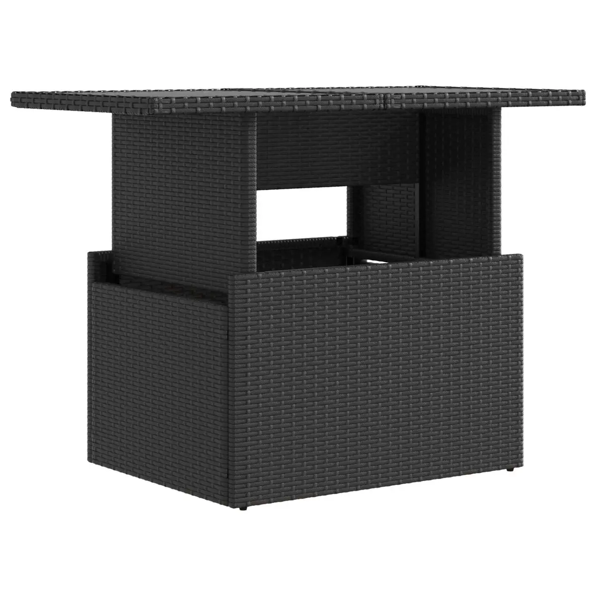 Outdoor Dining Set 3 Pieces Black Poly Rattan Garden Furniture Adjustable Lounge