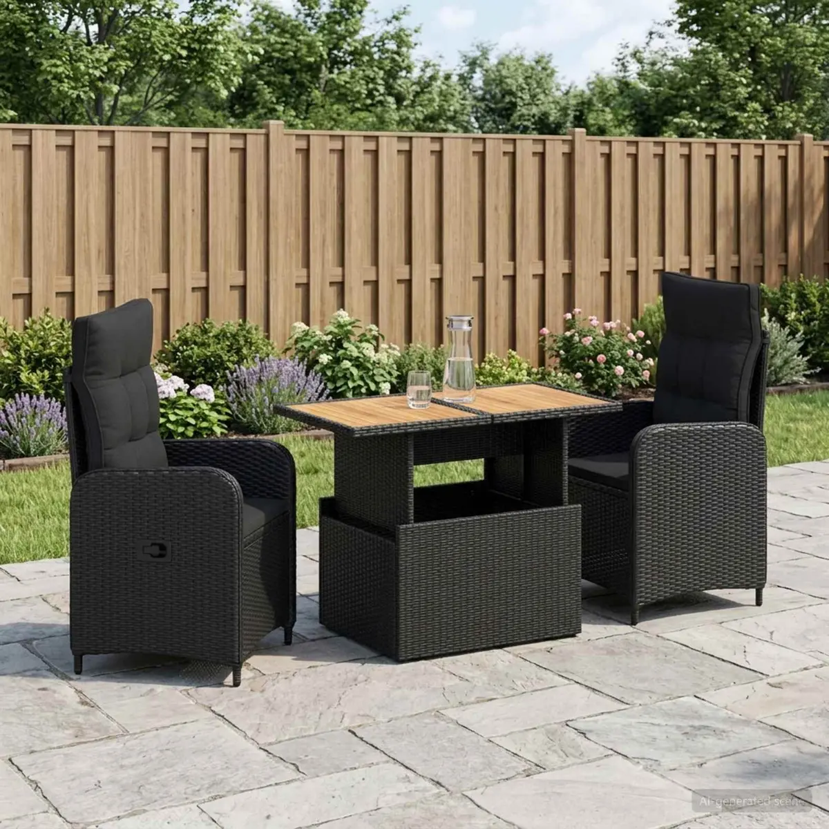 3-Piece Outdoor Dining Set in Black