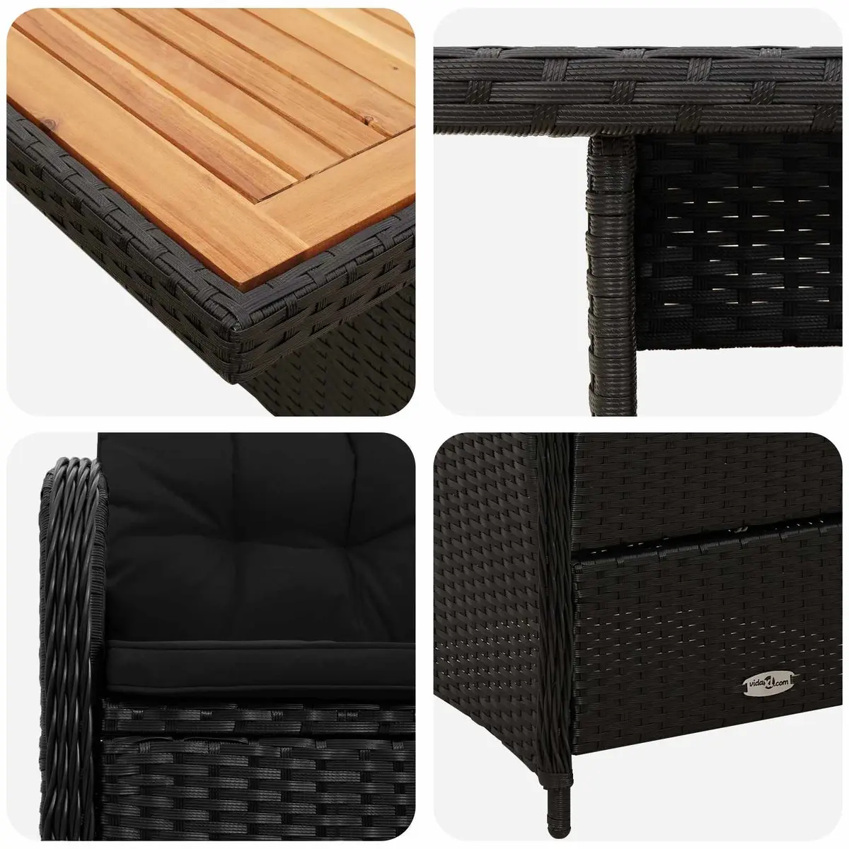 3-Piece Outdoor Dining Set in Black
