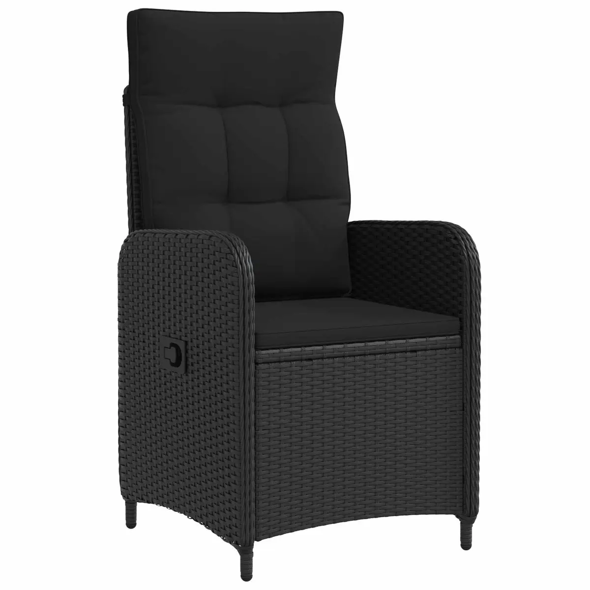 Garden Dining Set 3 Piece Outdoor Patio Furniture Black PE Rattan Table and Adjustable Chairs