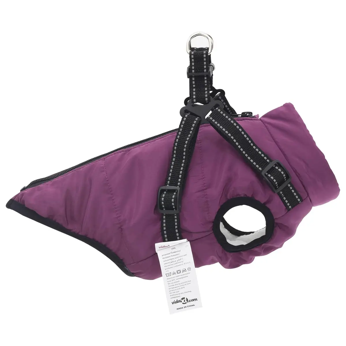 Dog Coat Purple L24 Winter Fleece Polyester Warm Outdoor Pet Jacket Reflective