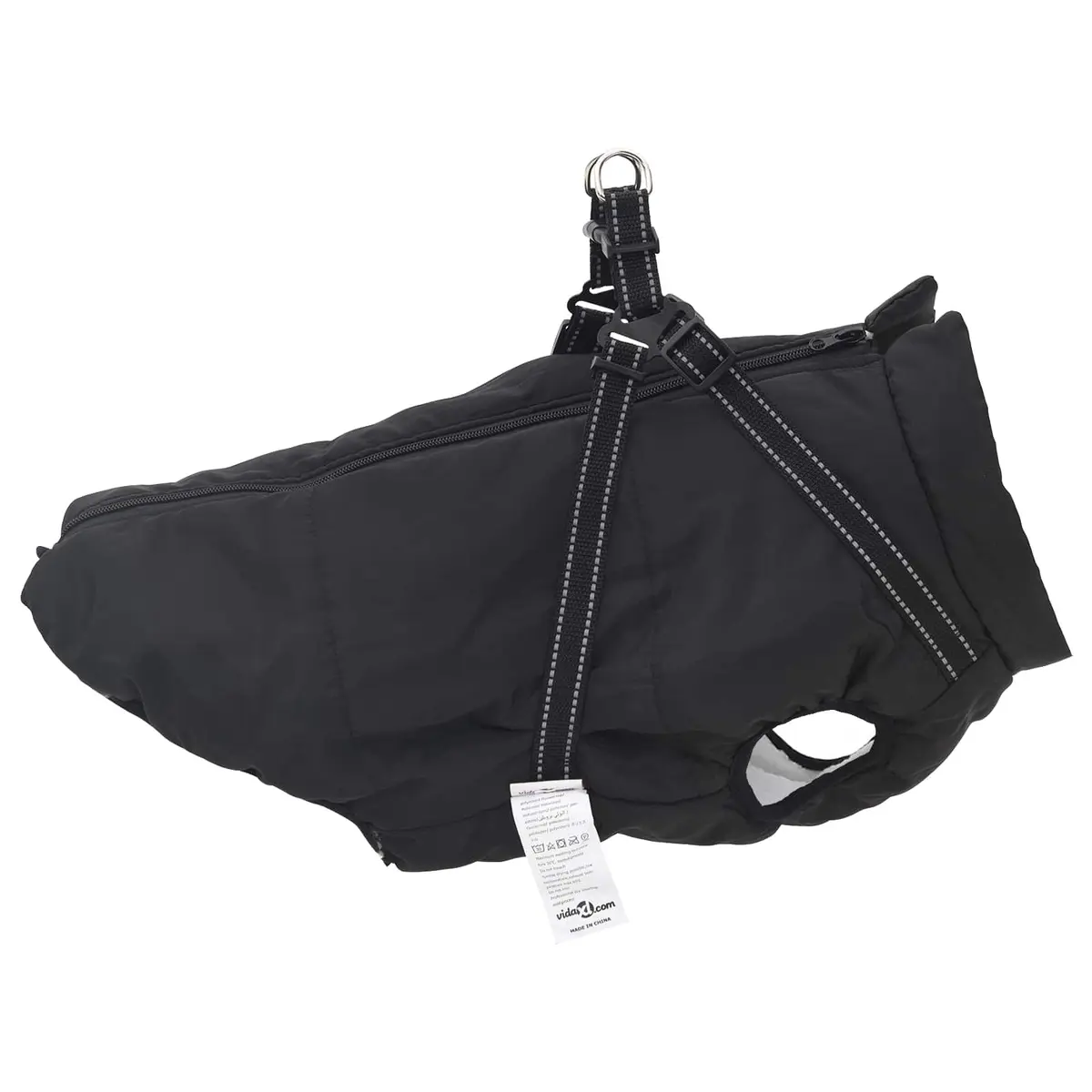 Dog Coat for Outdoor Use L44 Black Fleece Polyester Warm Winter Pet Apparel Adjustable
