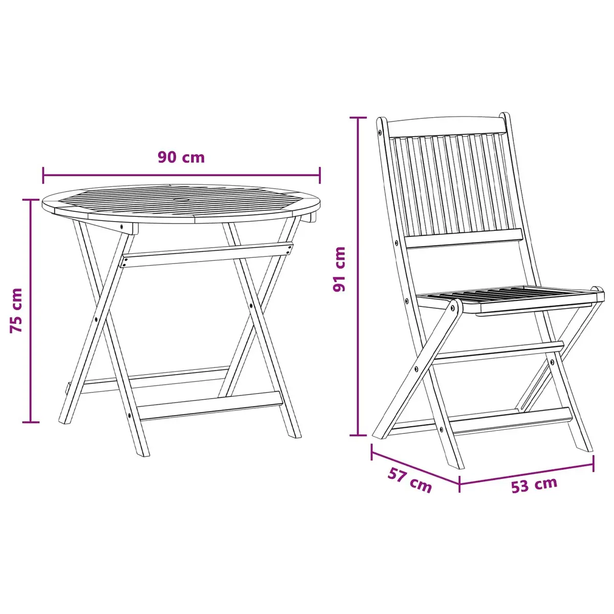 Outdoor Furniture Set Patio Garden 5 Piece Solid Eucalyptus Wood Foldable Dining