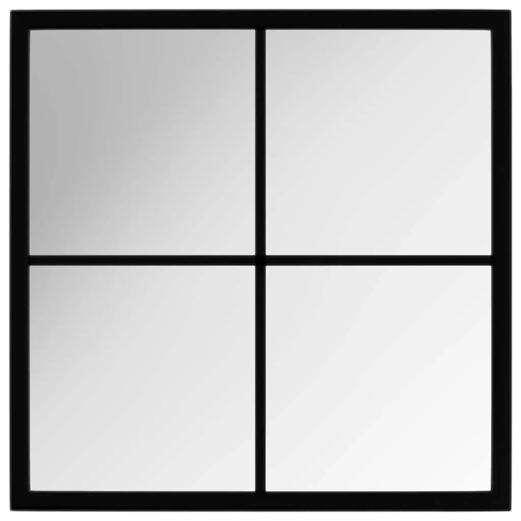 Wall Mirror Black 40x40 cm Metal Frame Hook Installation Home Decor