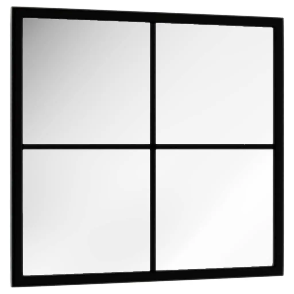 Wall Mirror Black 40x40 cm Metal Frame Hook Installation Home Decor
