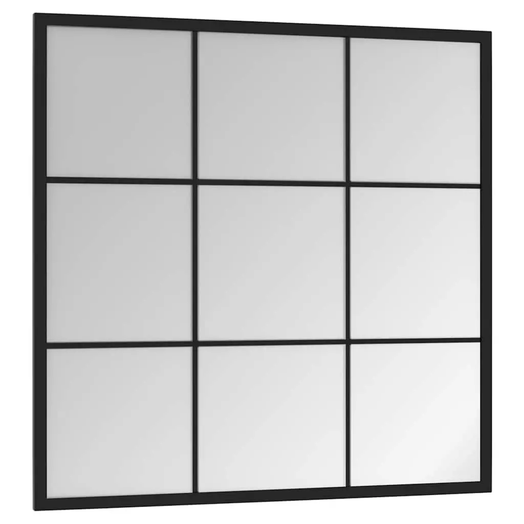 Wall Mirror Black 60x60cm Metal Frame Hook Mount Home Decor Bedroom Living Room