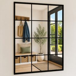 Wall Mirror 80x60 cm in Black Metal Frame