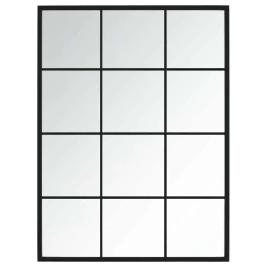 Wall Mirror Indoor 80x60 cm Black Metal Frame