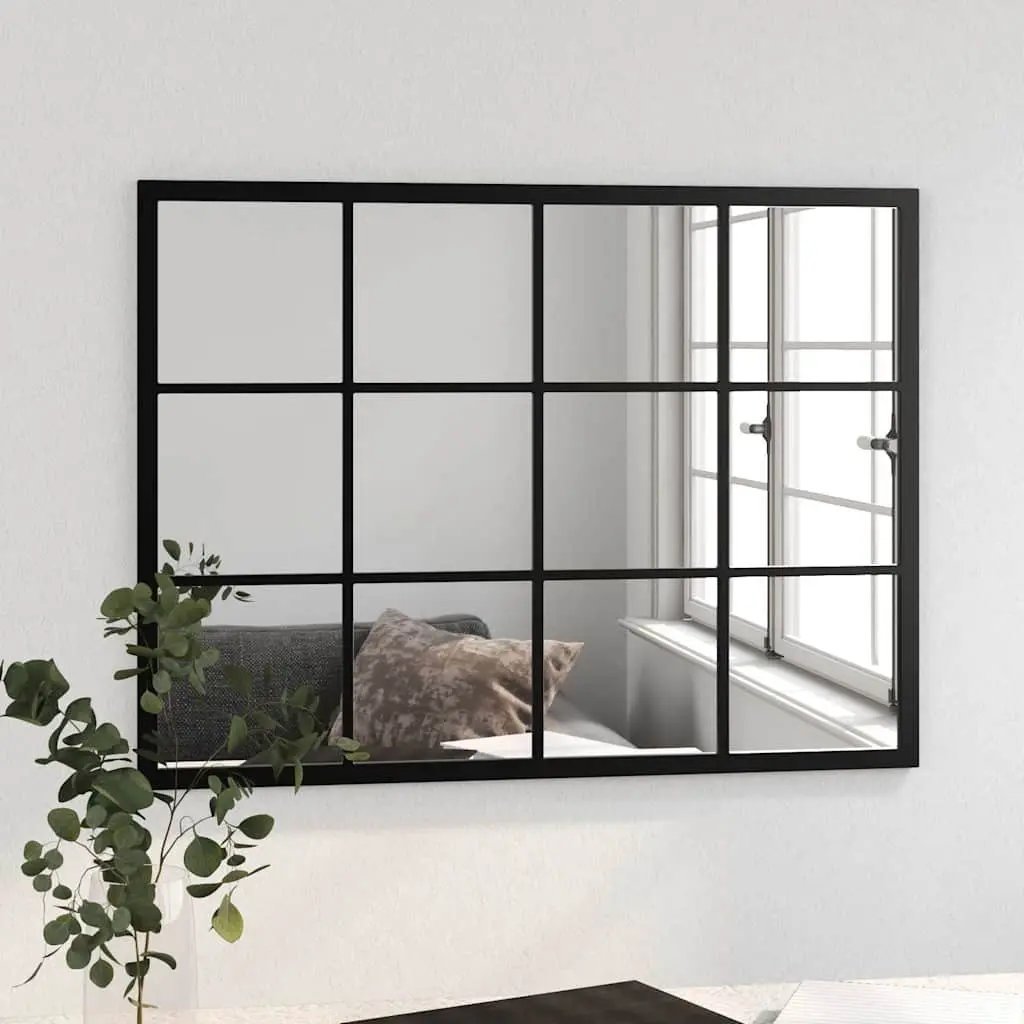 Wall Mirror Indoor 80x60 cm Black Metal Frame