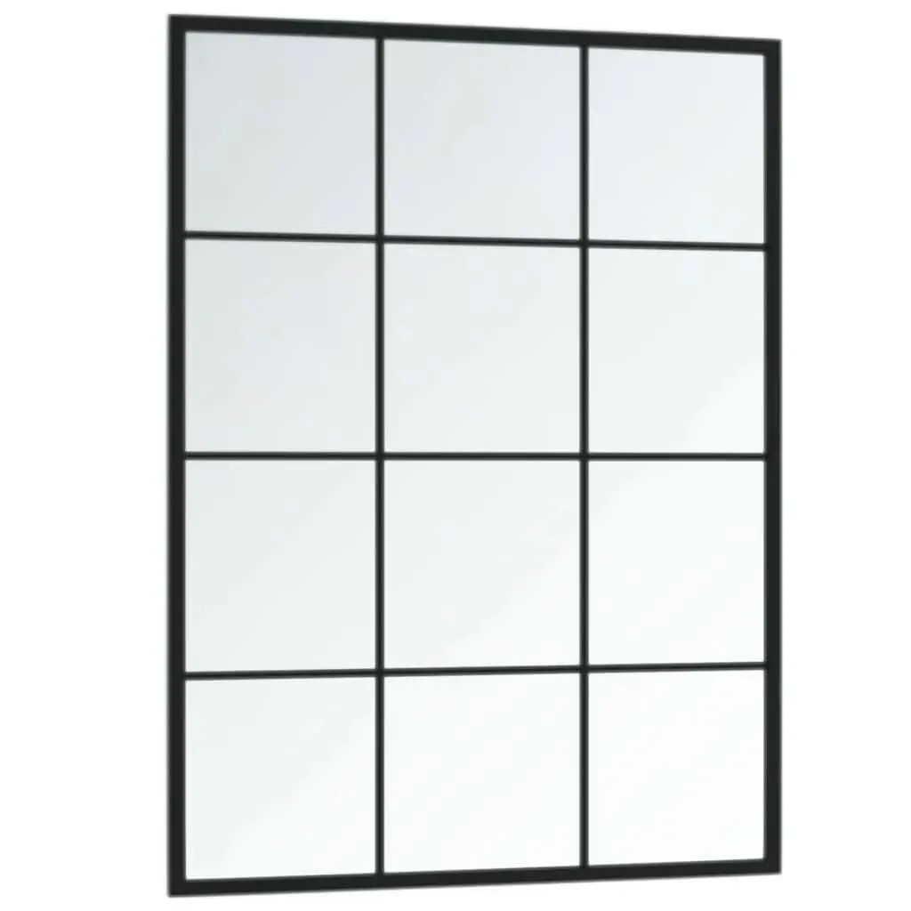 Wall Mirror Indoor 80x60 cm Black Metal Frame