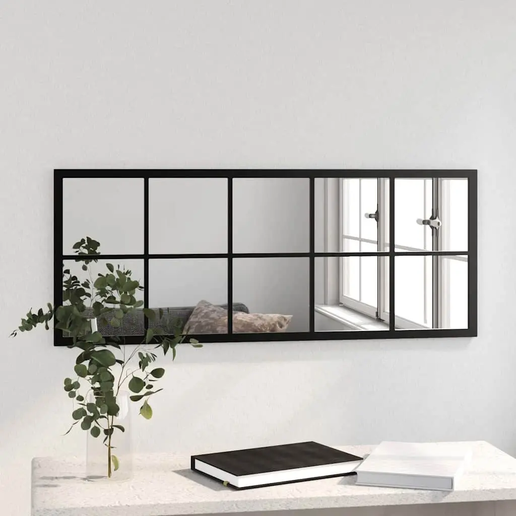 Mounted Wall Mirror Black Metal Frame 100x40cm Vertical Horizontal Indoor Home Use