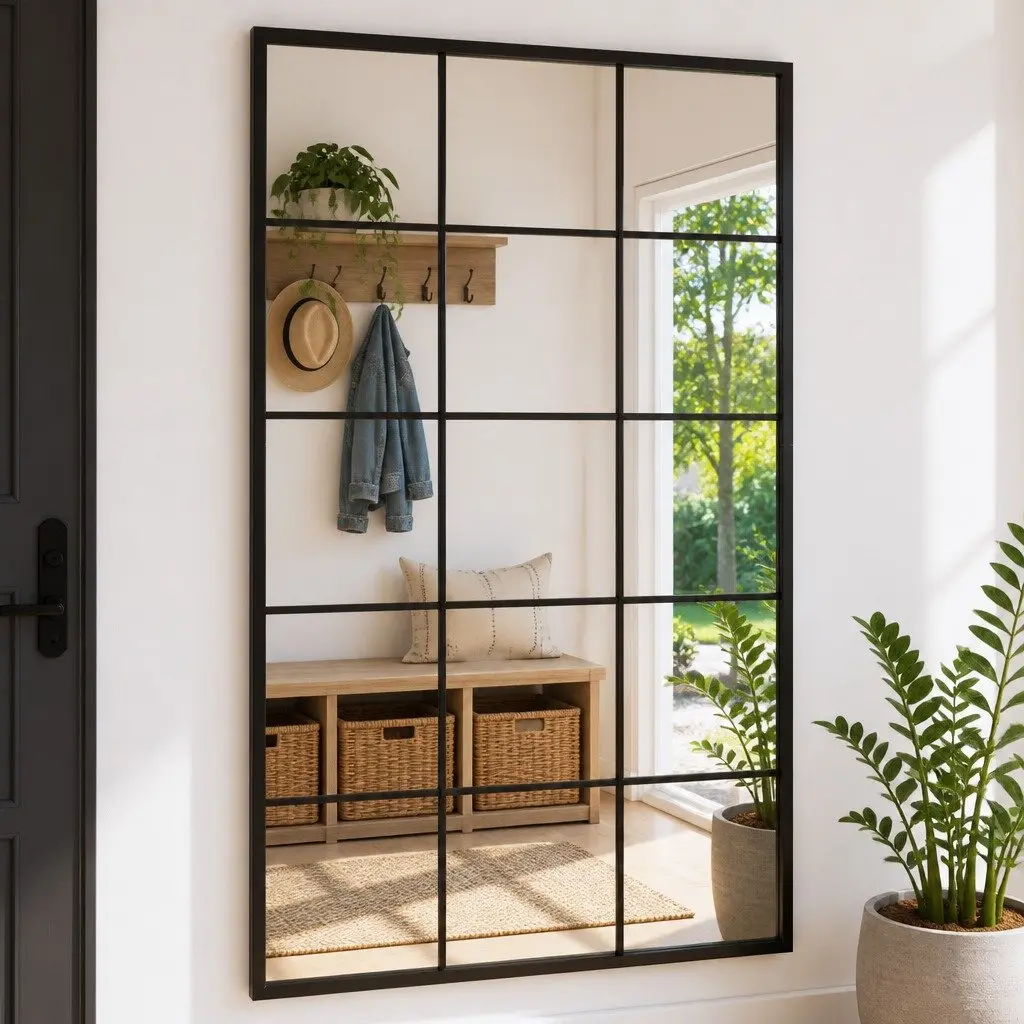 Black Wall Mirror 100x60 cm Metal Frame