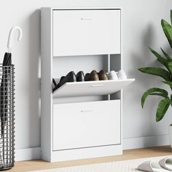 Specifications of White Shoe Cabinet 59x17x108 cm with 3 Drawers