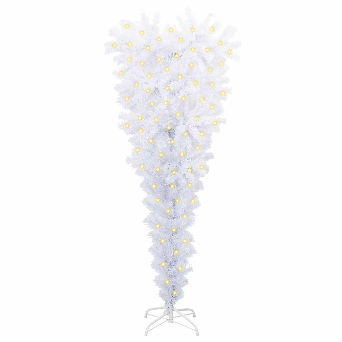 Artificial Christmas Tree Indoor Outdoor 120cm White PVC Steel Stand LED Lights