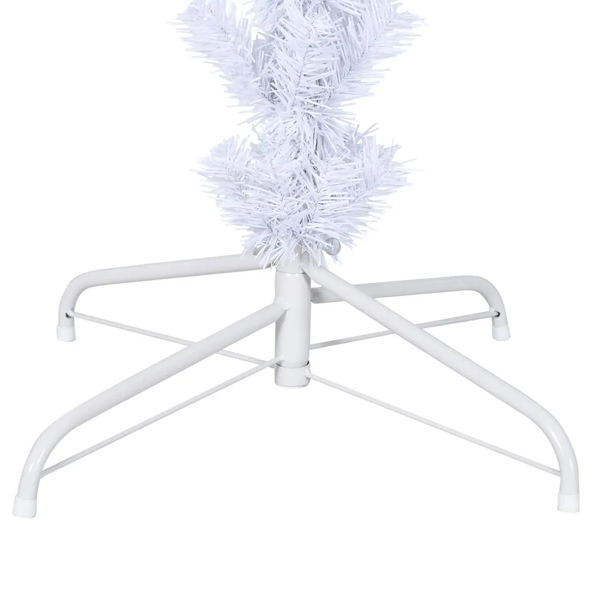 Artificial Christmas Tree Indoor Outdoor 210cm White PVC Steel Stand LED Lights