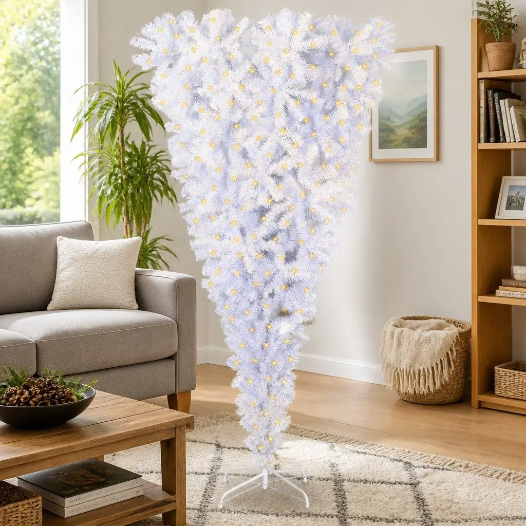 Artificial Christmas Tree Indoor Outdoor 240cm White with LED Lights