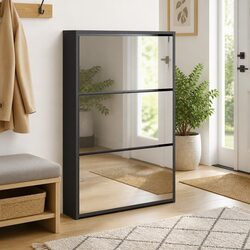 3-Layer Shoe Cabinet with Mirror, 63x17x102.5cm