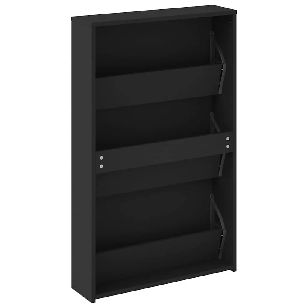 Shoe Cabinet with Mirror for Hallway Entrance 63x17x102.5cm Black