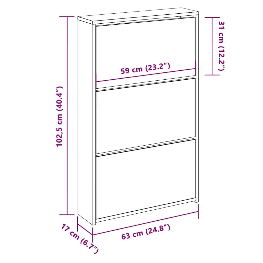 3-Layer Shoe Cabinet with Mirror