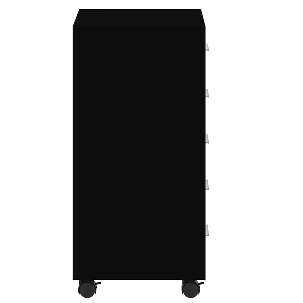 Drawer Cabinet for Office Study Black 5 Drawer with Castors