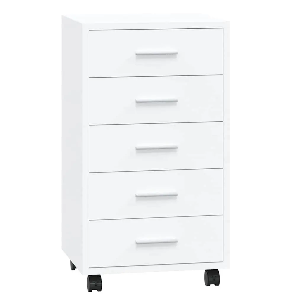 Drawer Storage Cabinet for Office or Study 5 Drawer High Gloss White