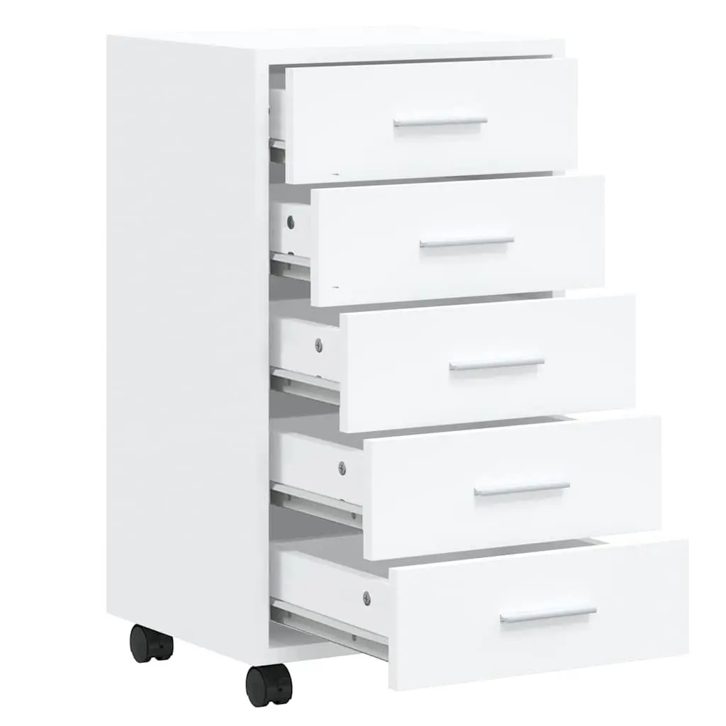Drawer Storage Cabinet for Office or Study 5 Drawer High Gloss White