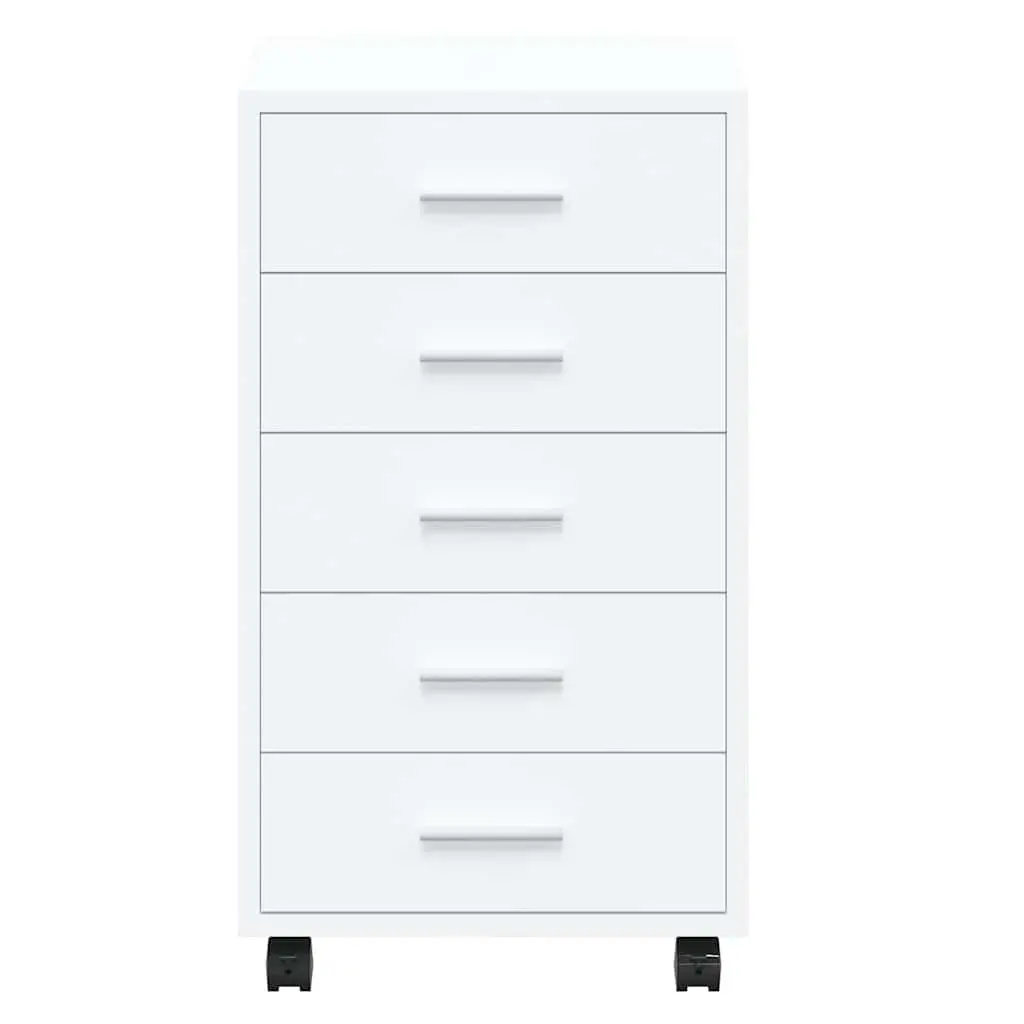 Drawer Storage Cabinet for Office or Study 5 Drawer High Gloss White