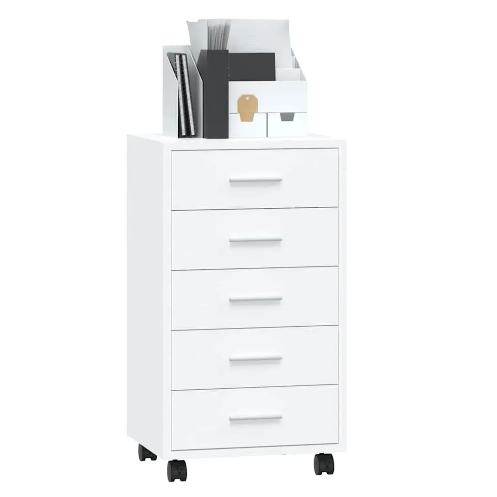 Drawer Storage Cabinet for Office or Study 5 Drawer High Gloss White