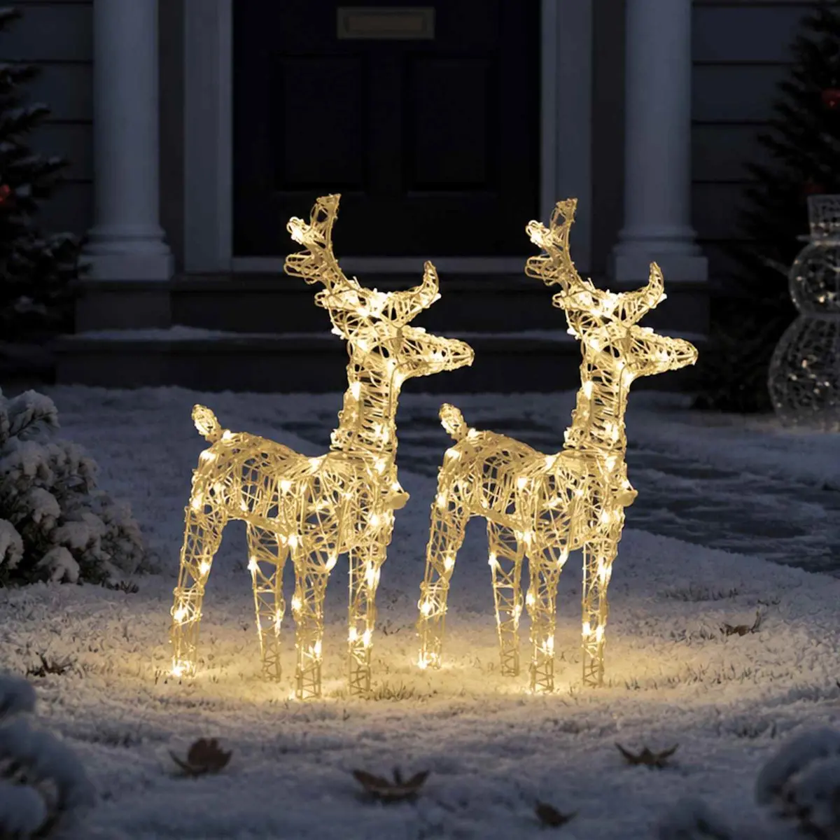 Christmas Reindeer LED Lights Outdoor Decoration 2 Piece Warm White