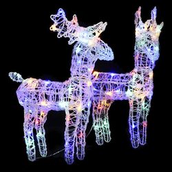 2 Acrylic Christmas Reindeer with 80 LEDs for Outdoor Use