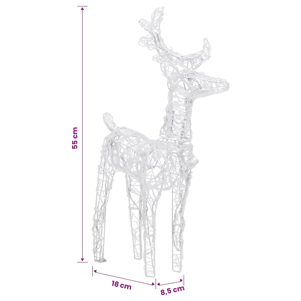 Outdoor Christmas Reindeer Decoration 2 Piece Acrylic Yard Display 80 LED Multicolour Lights