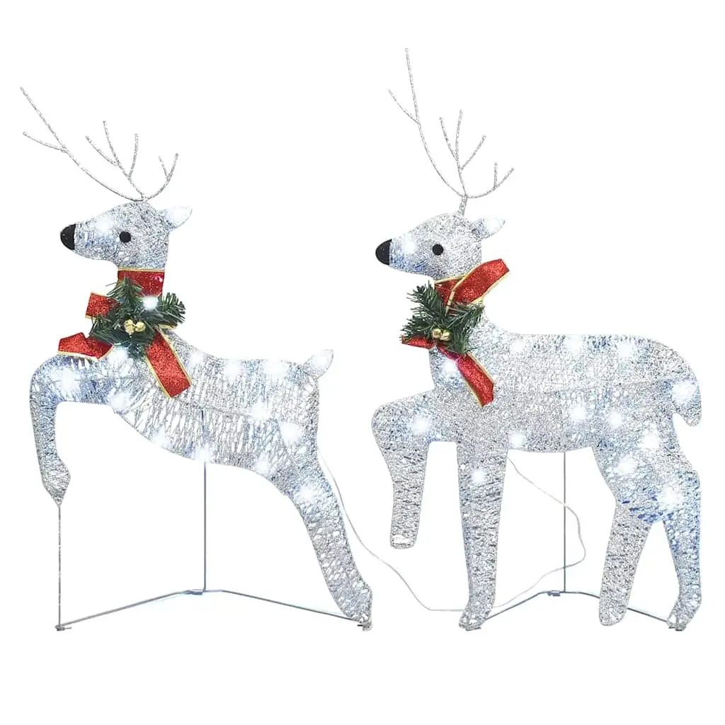Christmas Reindeer Decoration Indoor Outdoor Silver 2 Piece 40 LED Lights 8 Effects