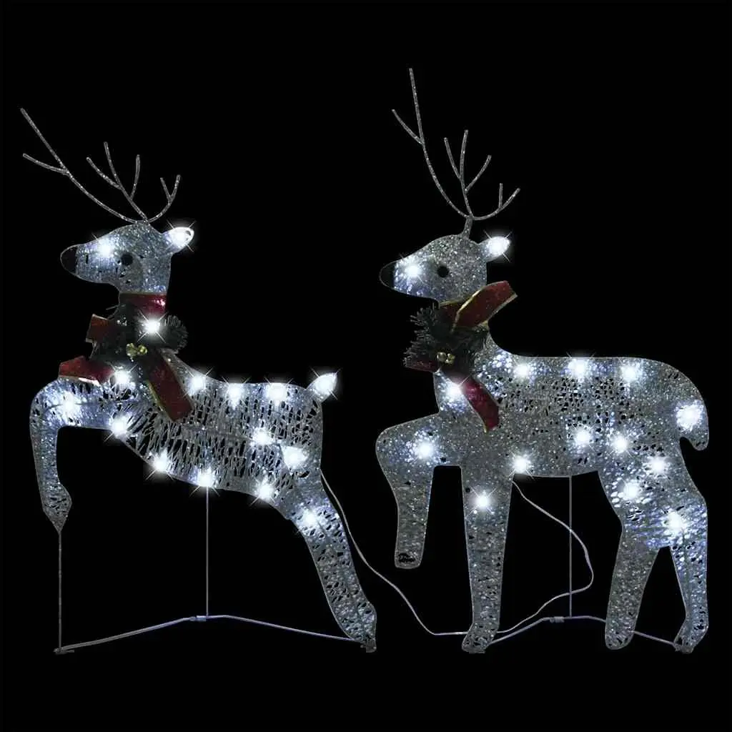 Christmas Reindeer Decoration Indoor Outdoor Silver 2 Piece 40 LED Lights 8 Effects