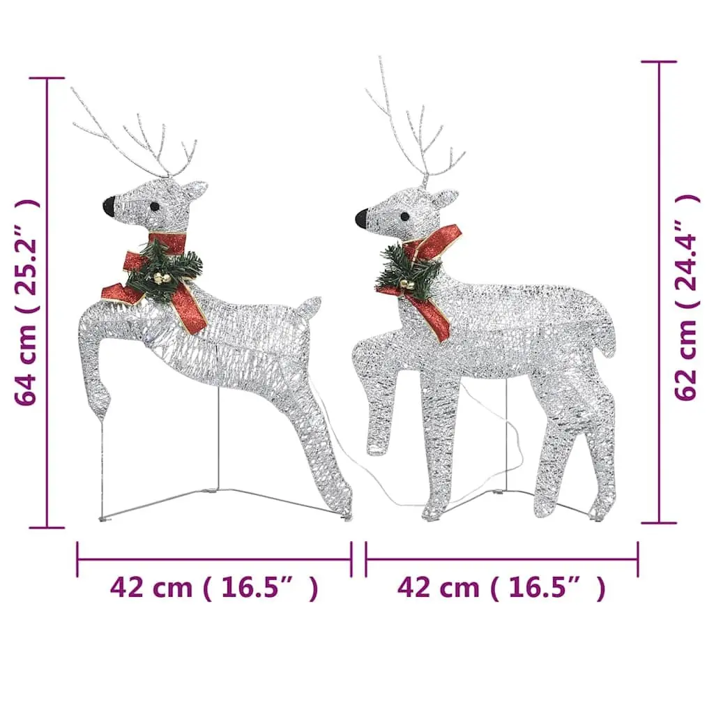 Christmas Reindeer Decoration Indoor Outdoor Silver 2 Piece 40 LED Lights 8 Effects