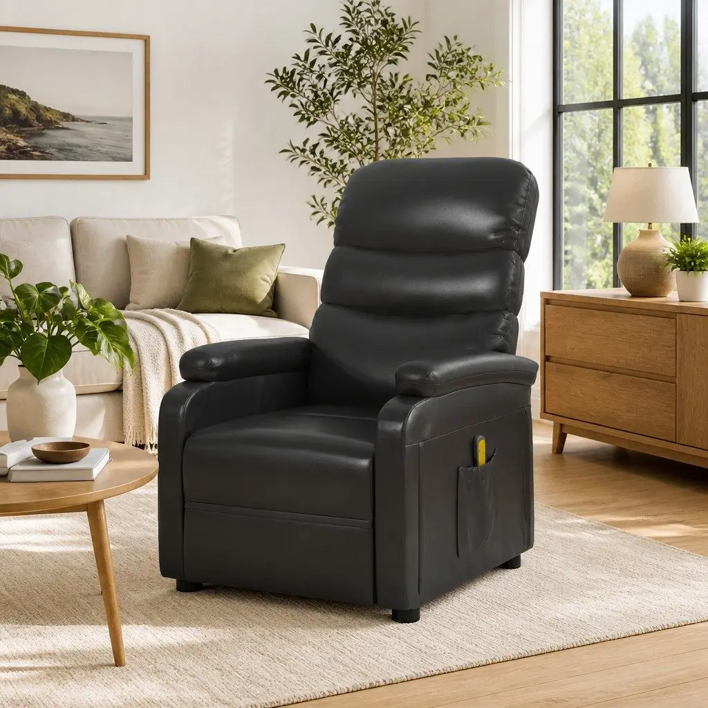 Electric Massage Chair for Relaxation Black Recliner Size with 6 Massage Points