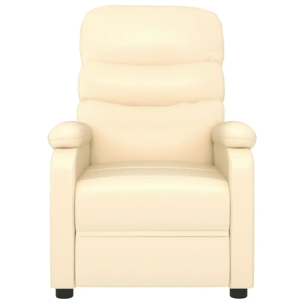 Electric Massage Chair for Home Cream Faux Leather Reclining Size