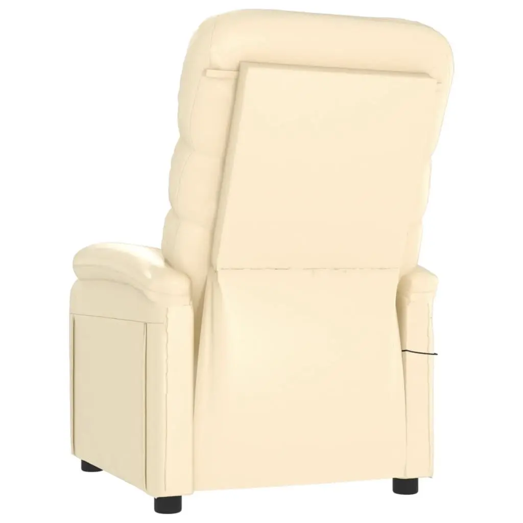Electric Massage Chair for Home Cream Faux Leather Reclining Size