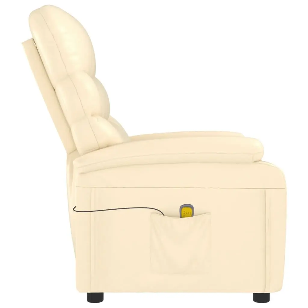 Electric Massage Chair for Home Cream Faux Leather Reclining Size