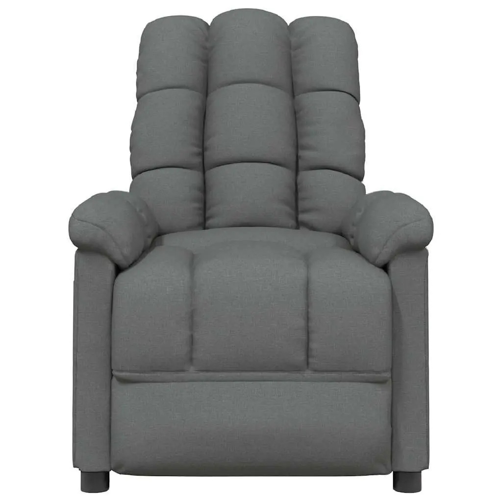 Electric Massage Chair Grey Fabric Reclining for Home 3 Adjustable Positions 6 Vibration Points