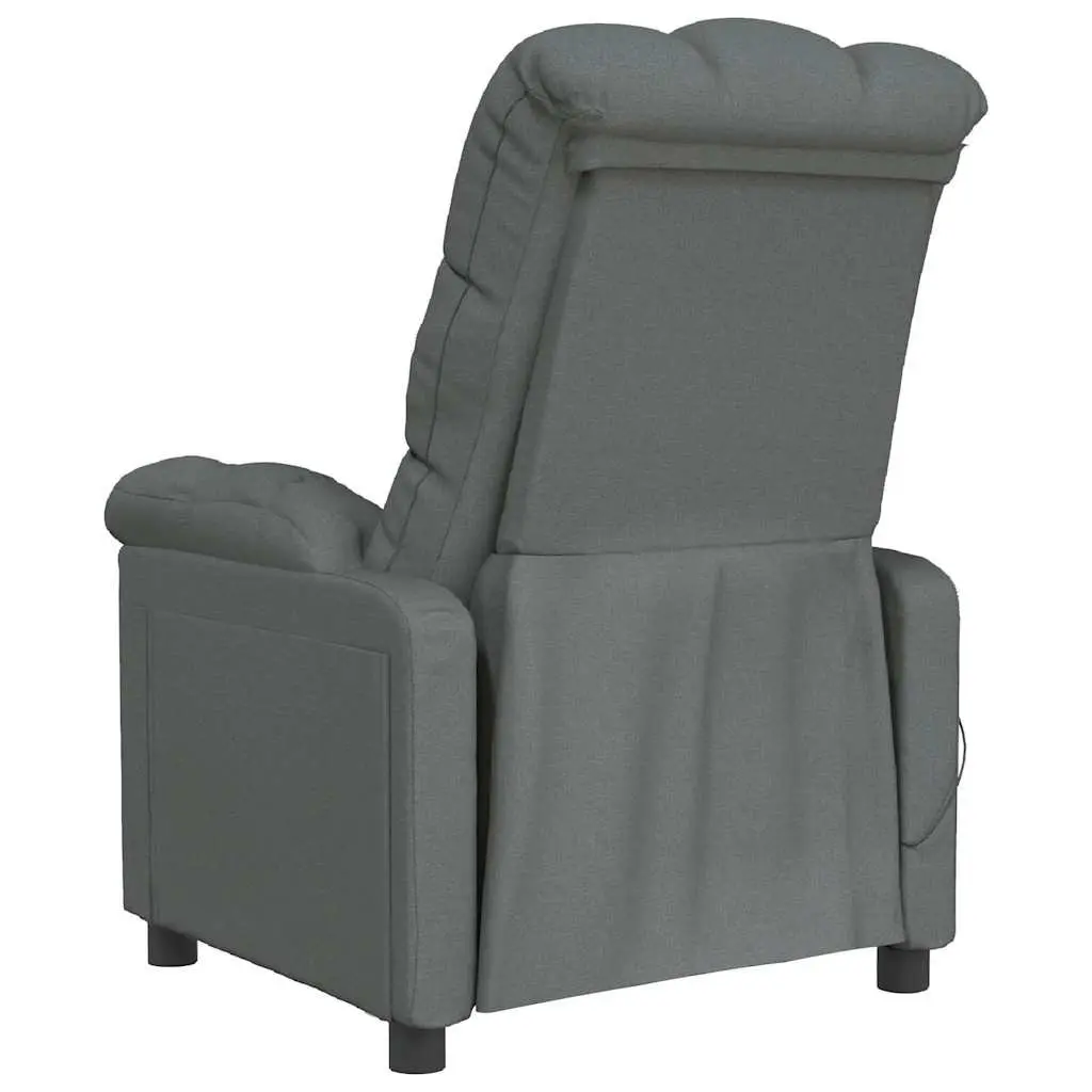 Electric Massage Chair Grey Fabric Reclining for Home 3 Adjustable Positions 6 Vibration Points