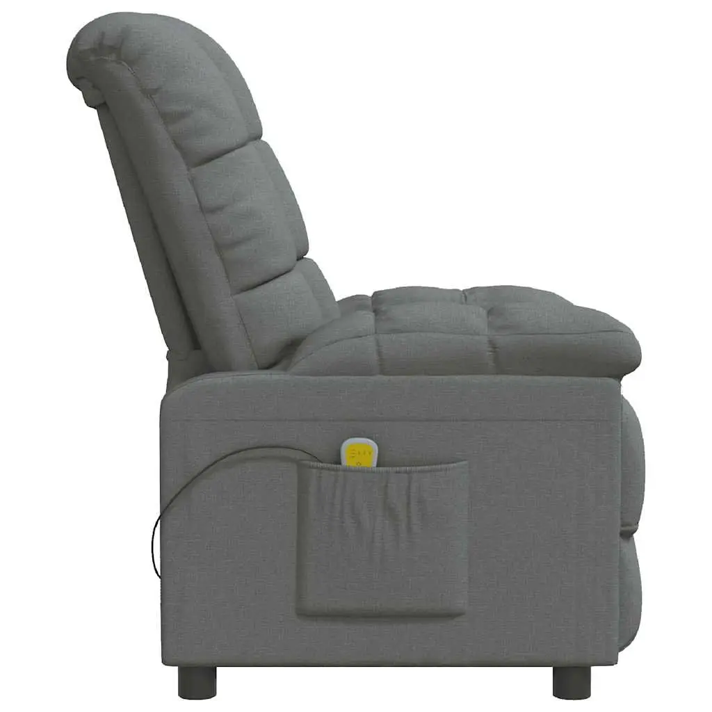 Electric Massage Chair Grey Fabric Reclining for Home 3 Adjustable Positions 6 Vibration Points