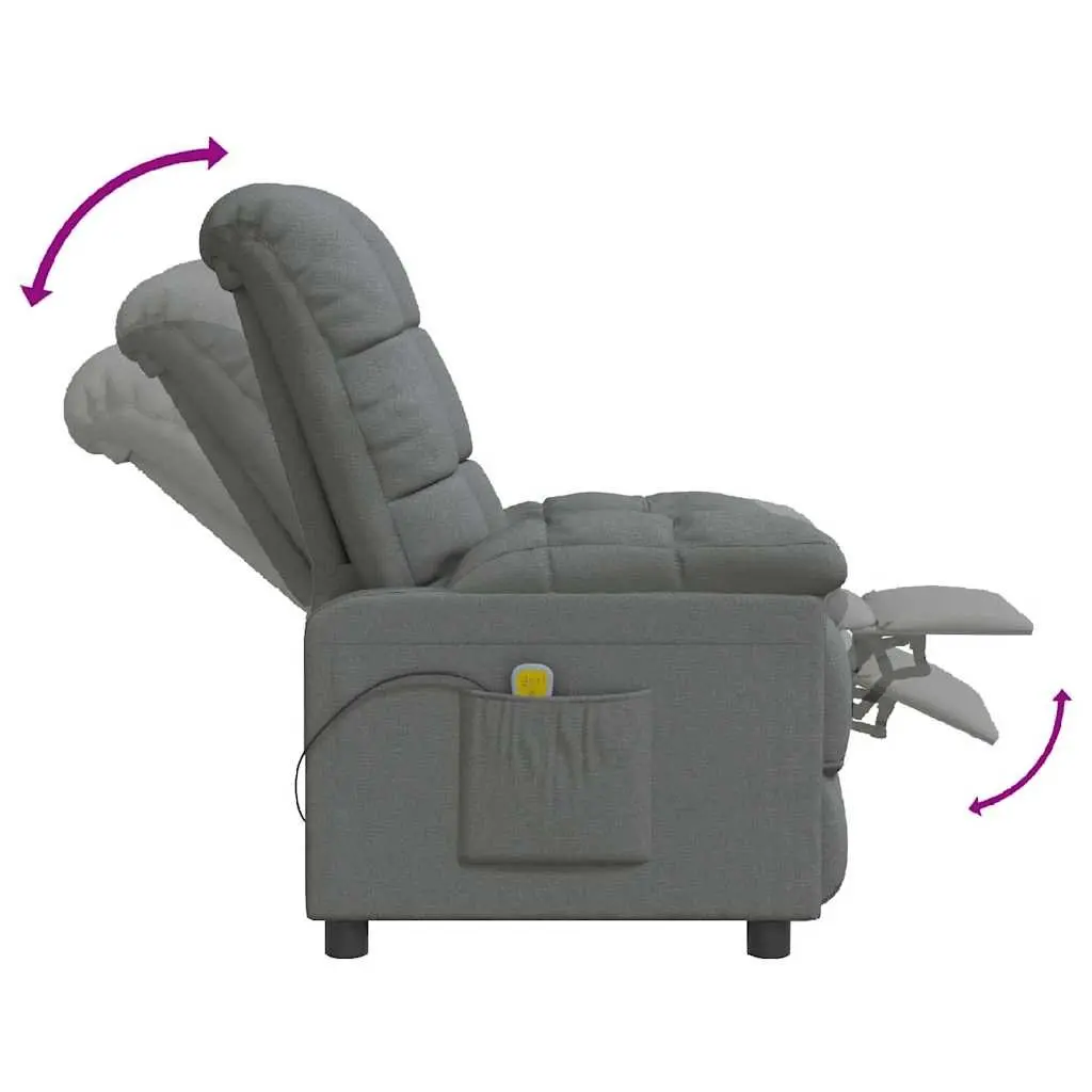 Electric Massage Chair Grey Fabric Reclining for Home 3 Adjustable Positions 6 Vibration Points