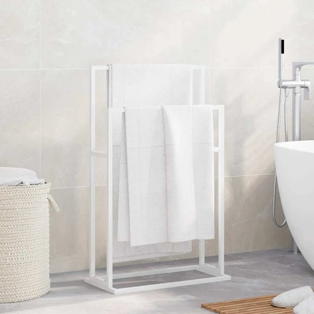 Freestanding Towel Rack Bathroom Storage Organiser 2-Tier White