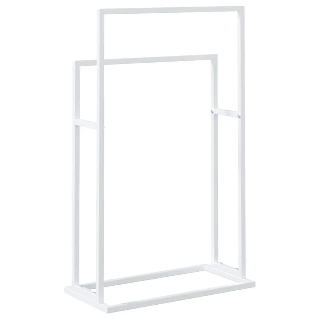 Freestanding Towel Rack Bathroom Storage Organiser 2-Tier White
