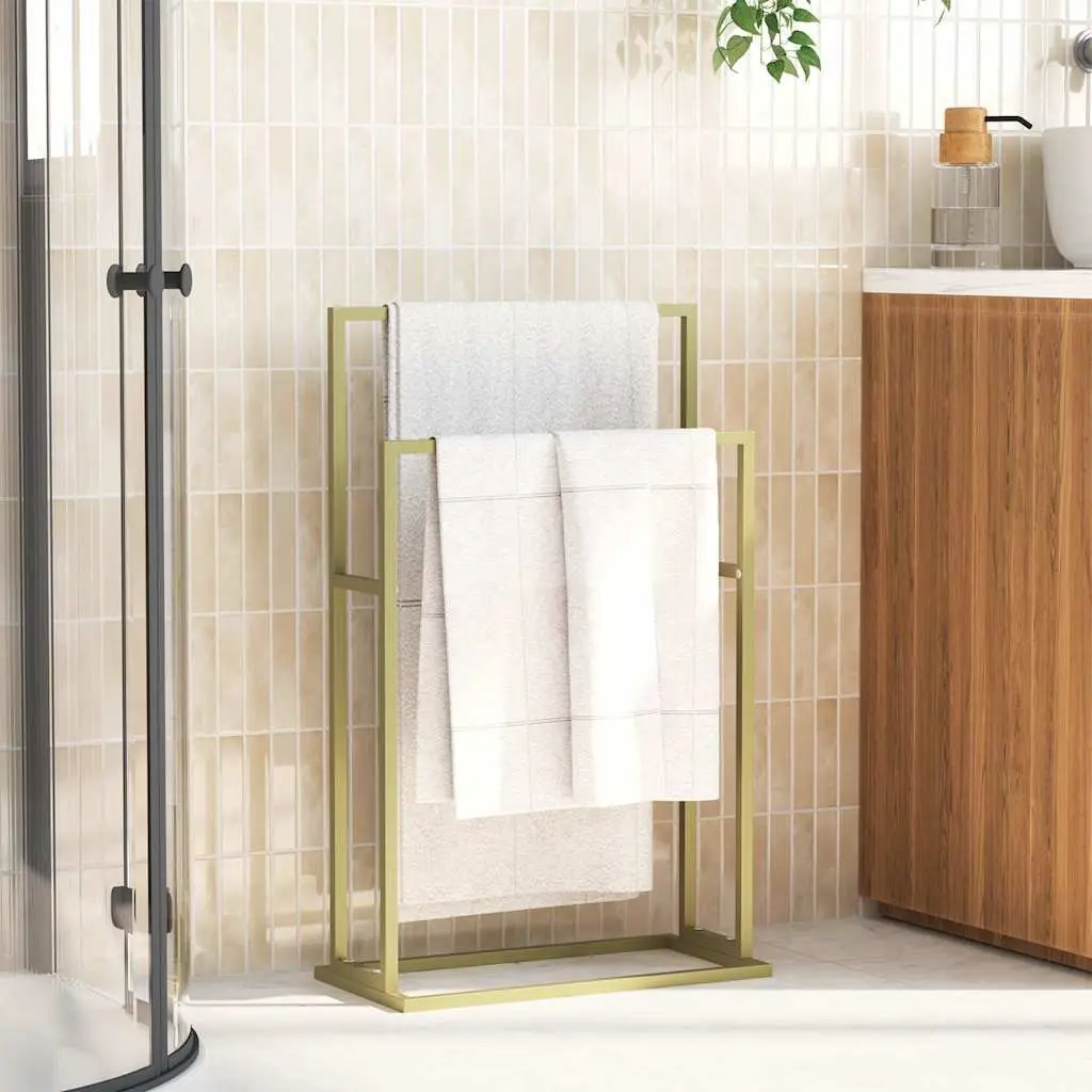 Freestanding Towel Rack Bathroom 2-Tier Gold 48 x 24 x 78.5 cm