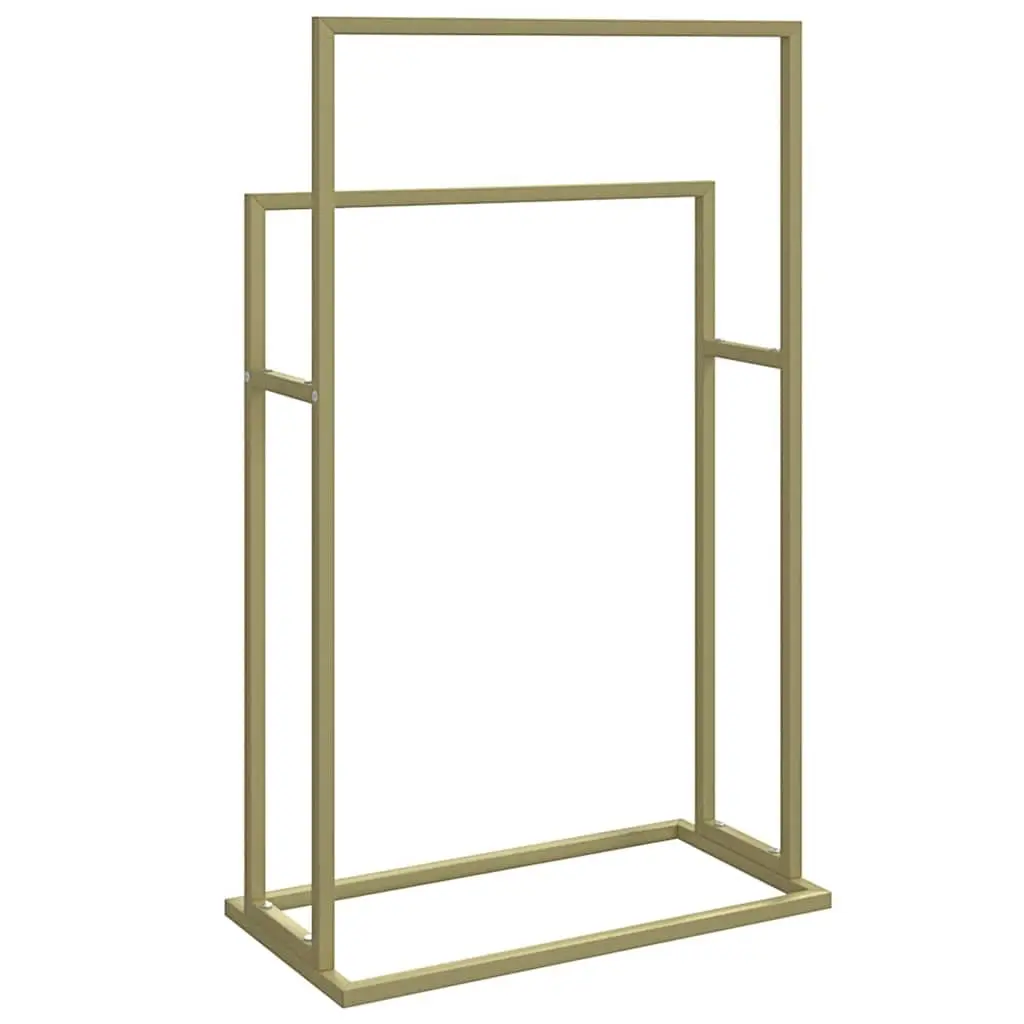 Freestanding Towel Rack Bathroom 2-Tier Gold 48 x 24 x 78.5 cm